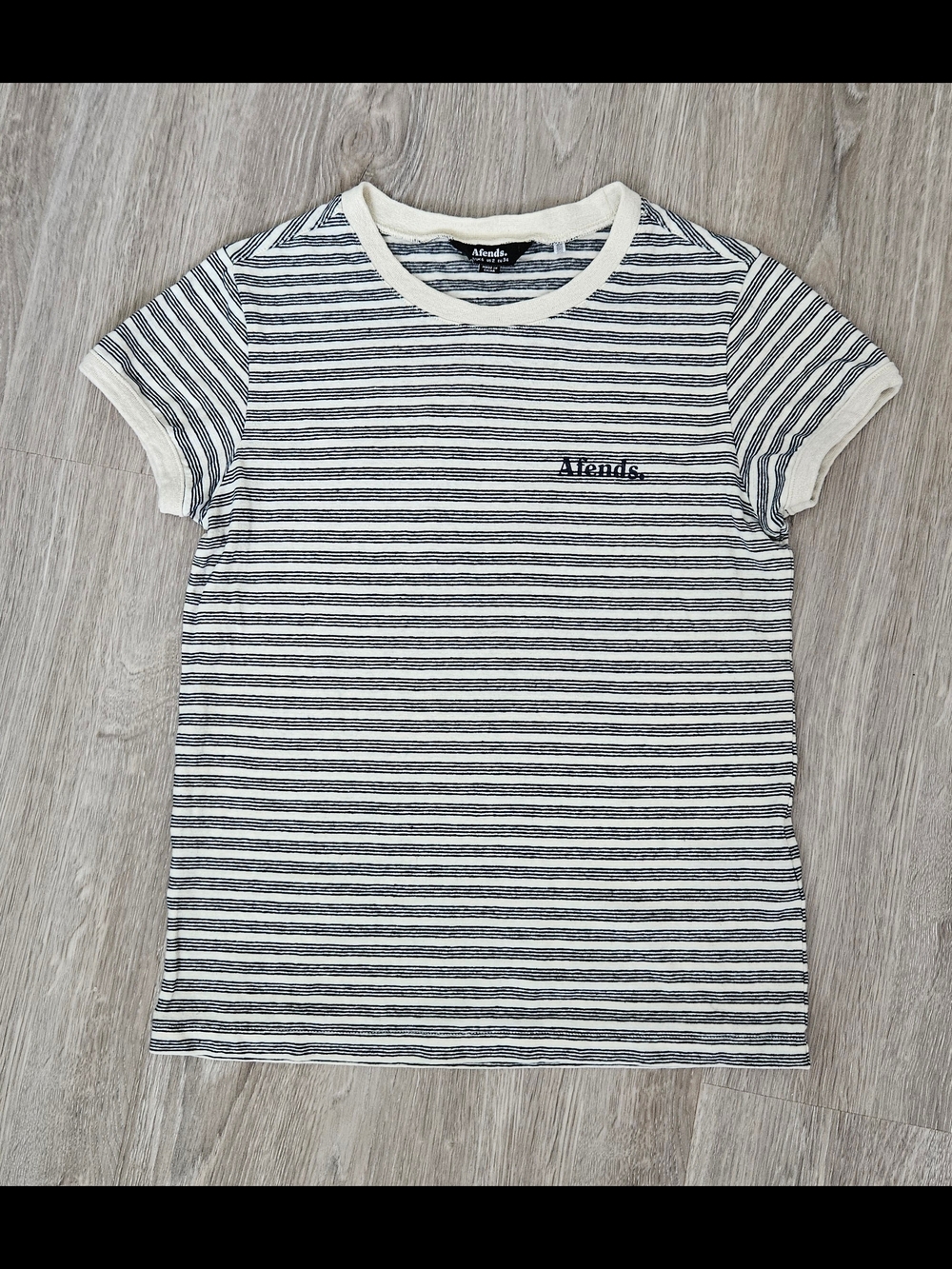 Afends Navy & White Striped Short Sleeve Tee